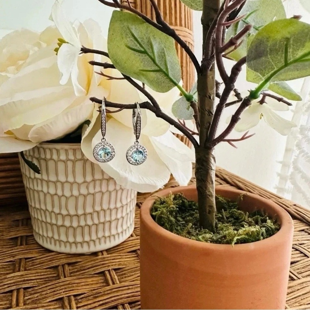 NWT Belk Silverworks Cubic Zirconia Aquamarine
Dangle Earrings